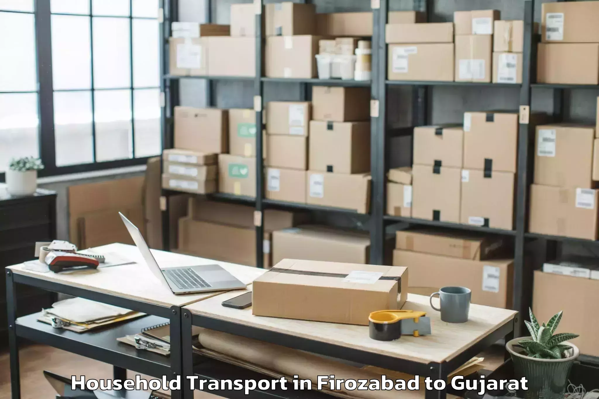 Reliable Firozabad to Ambaji Household Transport